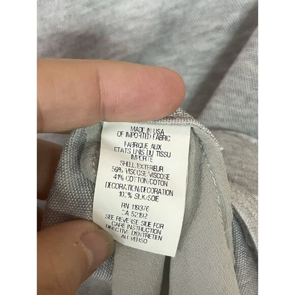 Helmut Lang Top Sz S Silk-Chiffon Gray Round Neck Semi Sheer Blouse Elegant Tank - Picture 3 of 5